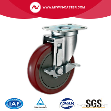 Płytkowe obrotowe kółka przemysłowe PU z hamulcami bocznymi